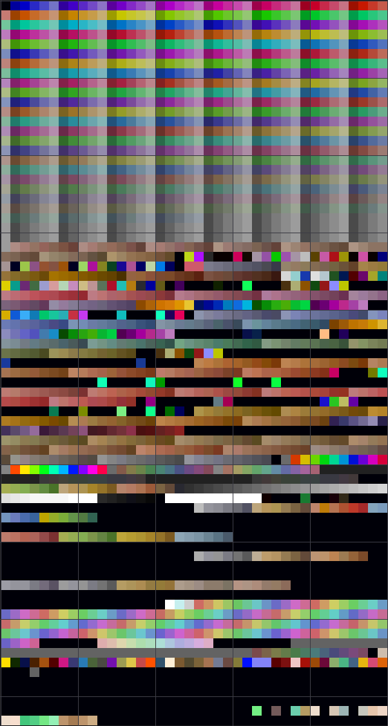 Grid of all UO hue swatches from hues.mul