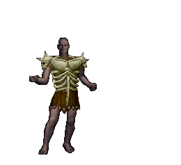 A bone chest worn on a male body